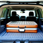 Cozy Interior Car Camping Scene**

"Interior of a Chevrolet Traverse, transformed into a cozy camper, fully clothed, perfect anatomy, natural proportions. Features a custom-fit inflatable mattress, neatly arranged stackable storage boxes, and insulated window coverings. Soft LED lighting creates a warm ambiance. Safe for work, appropriate content, fully clothed, family-friendly. High quality, professional photography, well-formed hands, proper finger count, natural body proportions."

**