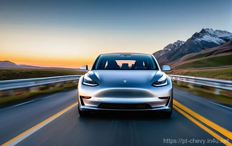쉐보레 볼트 EV와 테슬라 모델 3 비교 - **Urban Agility: Chevrolet Bolt EV in Motion**
    A cheerful and dynamic medium shot of a modern Ch...