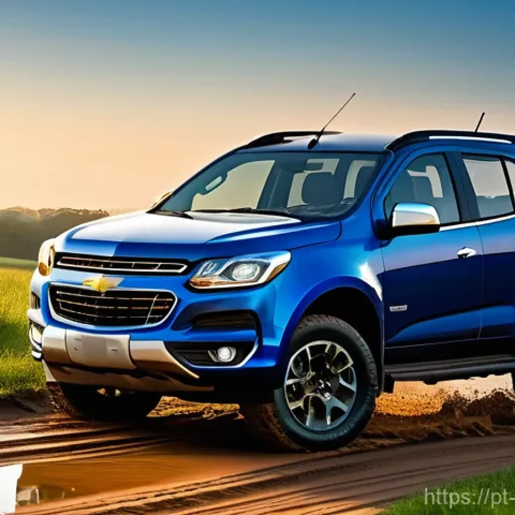 쉐보레 트레일블레이저 주행 성능 - 8L Turbo Diesel engine, is depicted confidently navigating a rugged, muddy off-road trail. The vehic...